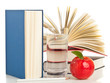 Books and apple