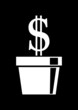 Dollar in flowerpot