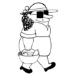 Fat woman with picnic basket.