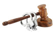 Gavel and handcuffs isolated on white