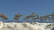 Fokusverlagerung von Sonnenschirmen auf Strand