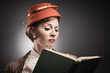 Retro Styled Woman Reading A Book
