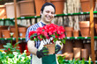 Florist in a greenhouse