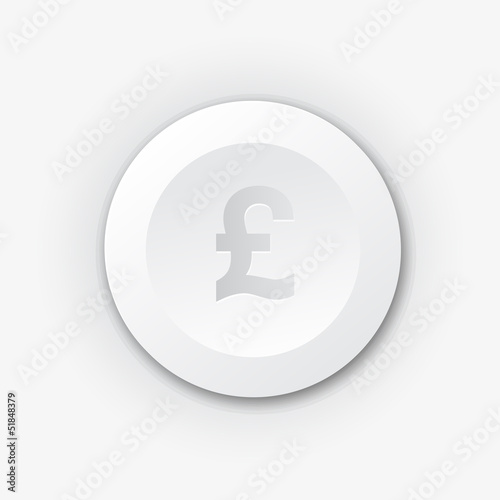 Vector: White plastic button with pound sign White plastic button with pound sign