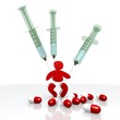 Illustration of a cute baby pictogram with injection