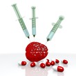 3d render of a medical brain pictogram with injection