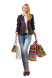 Young woman with bags after shopping