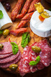 Antipasto catering platter with different meat