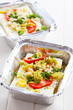 Feta cheese in baking pan for grill
