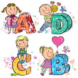 Funny alphabet with kids ABCD