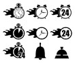 Icon set clocks, vector illustration
