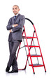 Businessman in career ladder concept