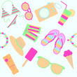 seamless background with beach icons