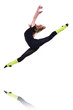 Young gymnast exercising on white