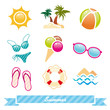 set of colorful summer icon
