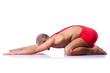 Young wrestler isolated on the white