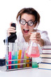 Foto: Crazy woman chemist in lab Crazy woman chemist in lab