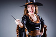 Witch in scary halloween concept