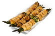 bunch of asparagus rolled with  puff pastry and speck