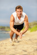Push ups - crossfit fitness man clapping push-ups