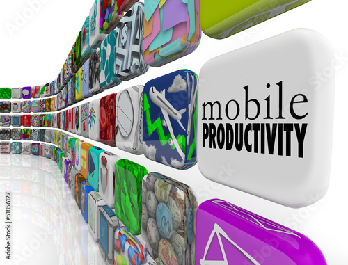 Illustration: Mobile Productivity Apps Software Working Remotely on the Go Mobile Productivity Apps Software Working Remotely on the Go