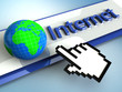 Illustration: 3d illustration hand cursor points to the global Internet 3d illustration hand cursor points to the global Internet