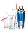 Cocktail shaker and glasses