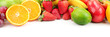 fresh fruits on white