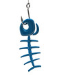 Blue fish bone on hook