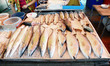 Variety of fresh fish seafood in market