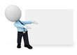 3d white people as doctor standing near big white sign