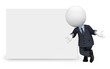 3d white people as business man standing with sign