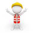 3d white people as worker dancing on blank background