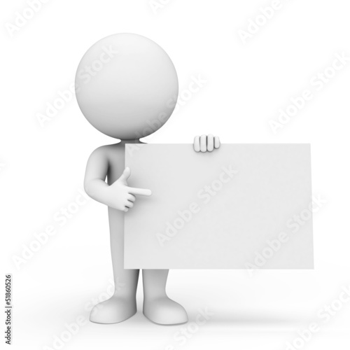 Illustration: 3d white people pointing towards white sign 3d white people pointing towards white sign