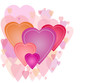 Coloured hearts on a white background