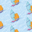 Seamless, teddy bear surfer