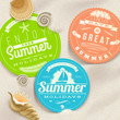 Vector: Summer vacation and travel labels and sea shells Summer vacation and travel labels and sea shells