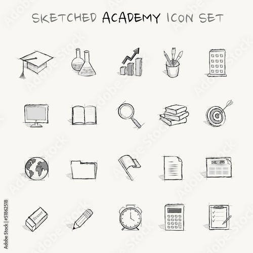 Vector: sketched academy icon set sketched academy icon set