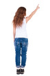 Back view of  pointing woman