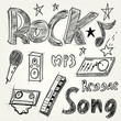 Hand-drawn musical icons. Vector illustration.