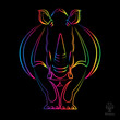 Vector image of  rhino on black background.