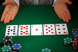 Poker setting on green table