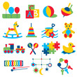 Colorful children toys icons