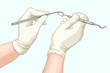 Vektor: Treatment at the stomatologist. Treatment at the stomatologist.