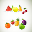 Vektor: Vector Illustration of an Abstract Background with Glossy Fruits Vector Illustration of an Abstract Background with Glossy Fruits