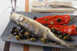 Baked sea bass with vegetables