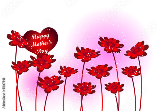 Vector: Happy Mothers Day with Flowers Happy Mothers Day with Flowers