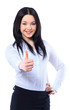 Business woman thumb up gesture.