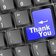Computer keyboard with Thank You key, business concept