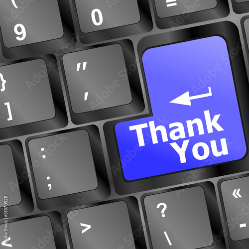 Illustration: Computer keyboard with Thank You key, business concept Computer keyboard with Thank You key, business concept